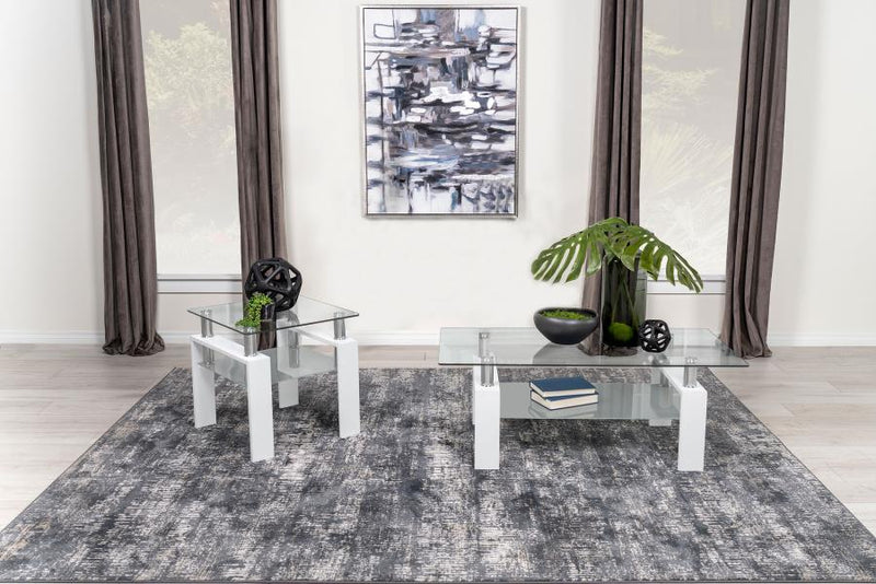 Dyer Rectangular Coffee and End Table Set White 2-piece
