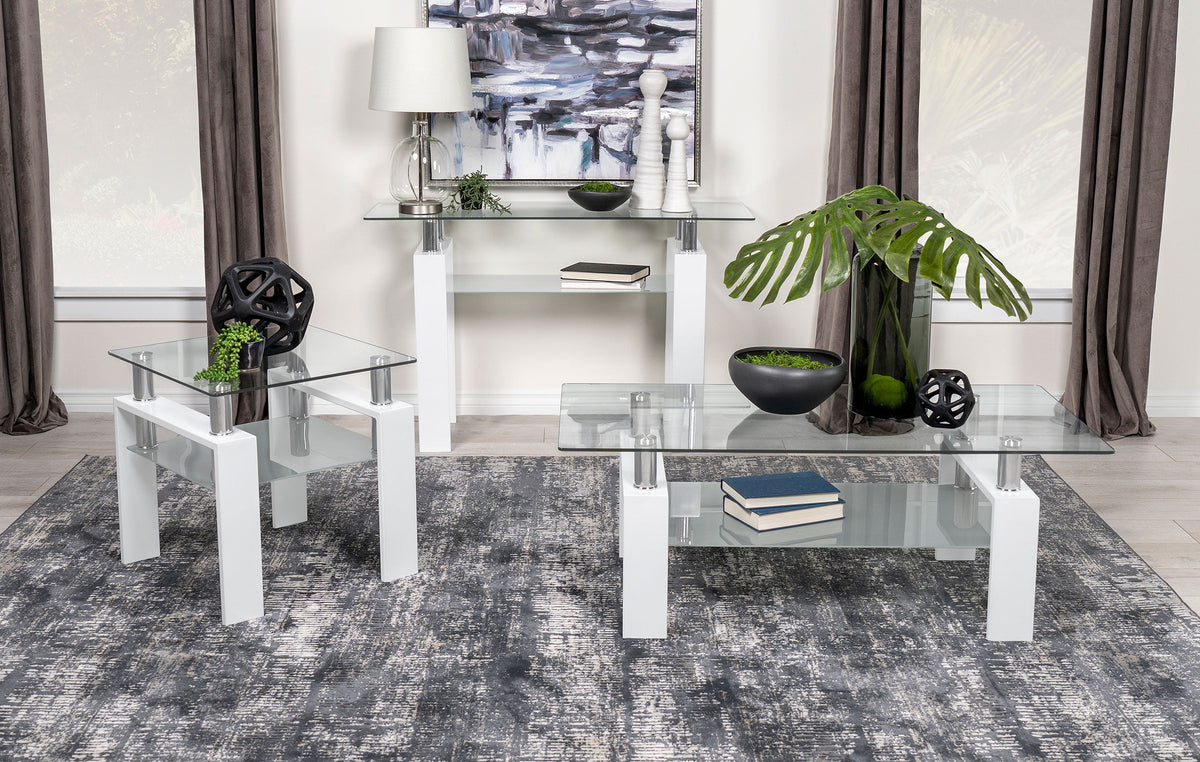 Dyer 1-shelf Rectangular Glass Top Coffee Table