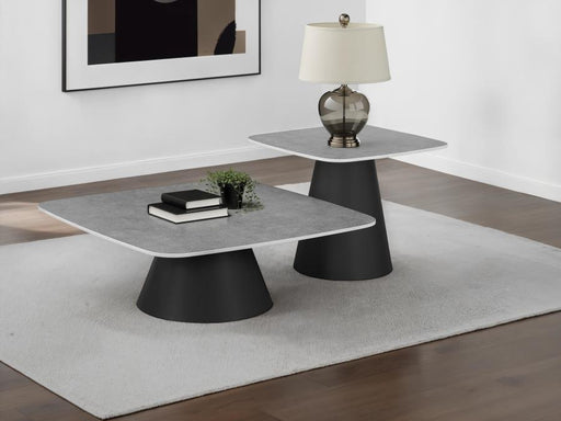 Eason 2-piece Cocktail Coffee Table Set Concrete and Black Default Title