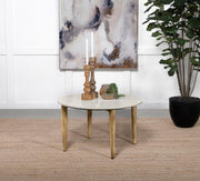 Aldis Round Marble Top Coffee Table White and Natural Default Title