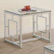 Merced Square Glass Top Side End Table Nickel Default Title