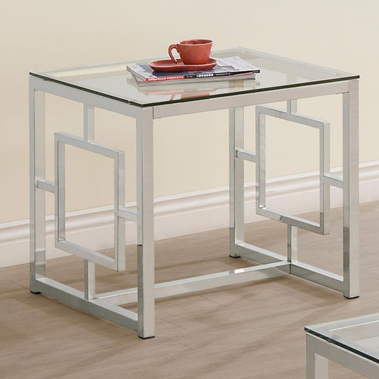 Merced Square Glass Top Side End Table Nickel Default Title