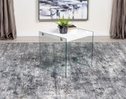 Opal Square Glass Frame Side End Table White High Gloss Default Title