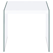 Opal Square Glass Frame Side End Table White High Gloss