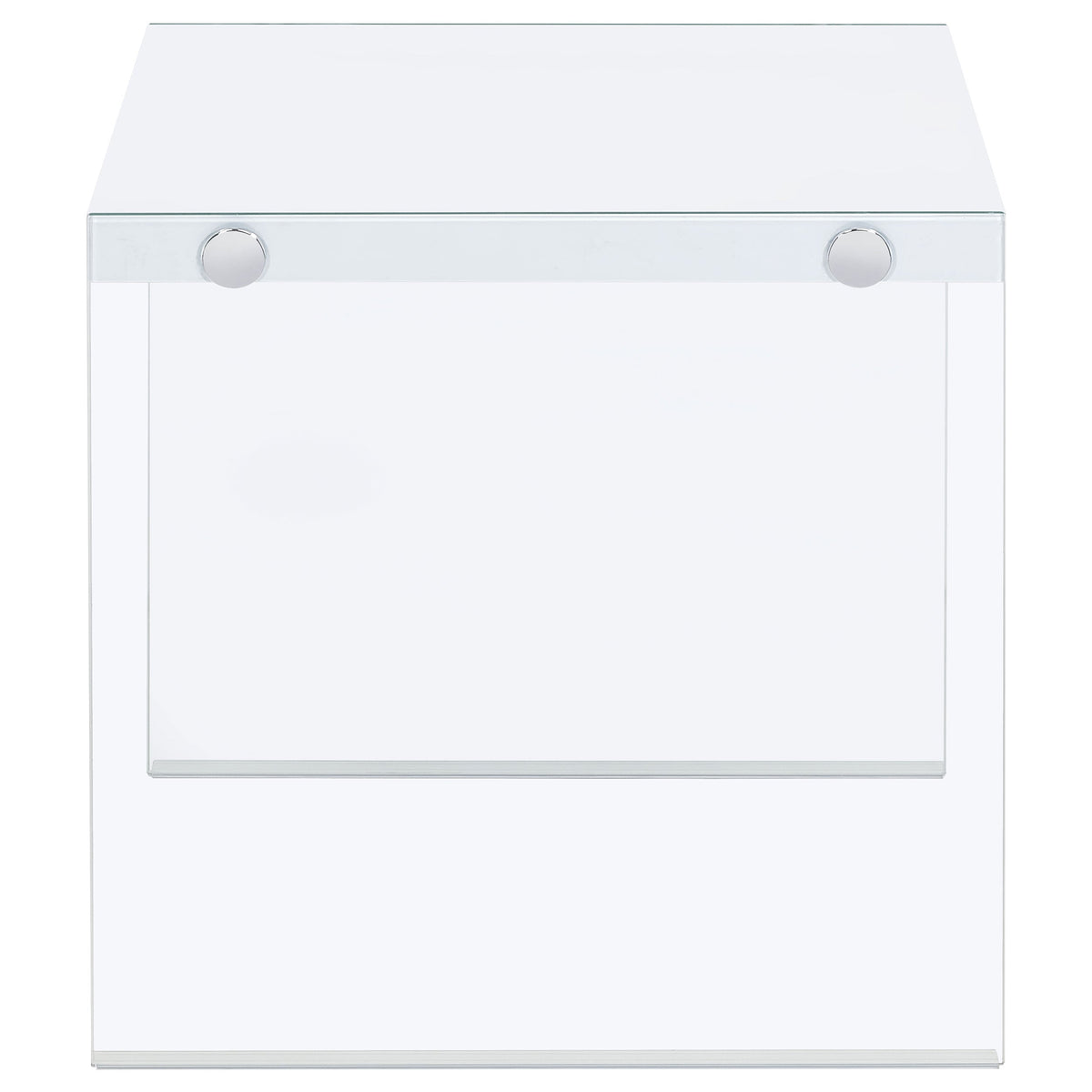 Opal Square Glass Frame Side End Table White High Gloss