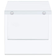 Opal Square Glass Frame Side End Table White High Gloss