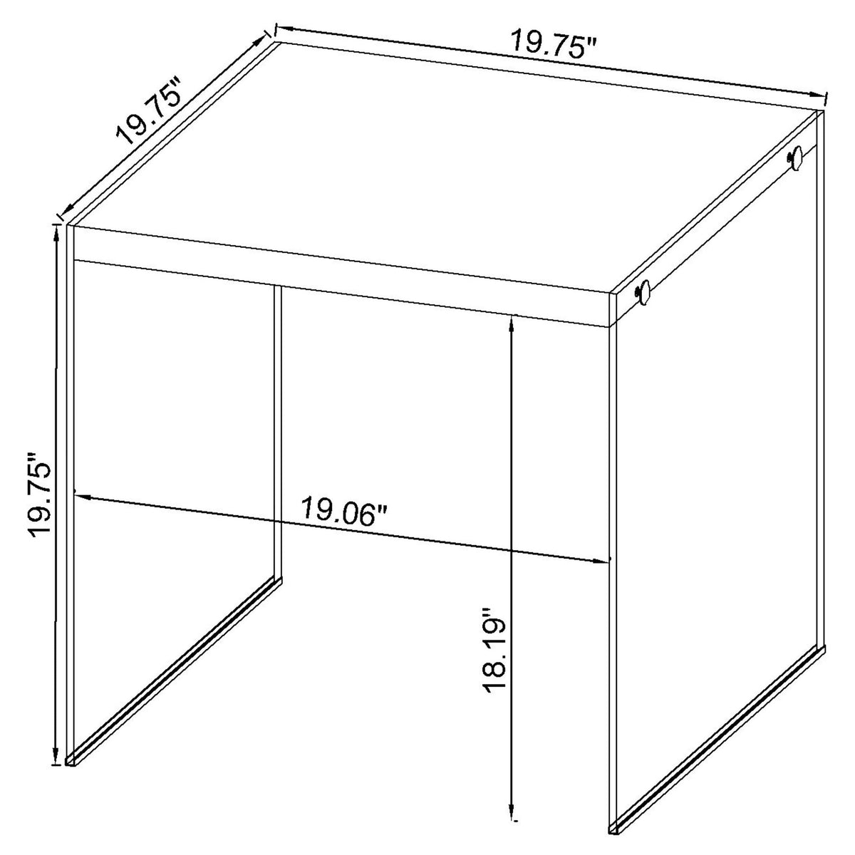 Opal Square Glass Frame Side End Table White High Gloss