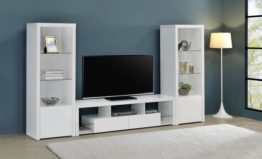 Jude 3-piece 71-inch TV Entertainment Center White High Gloss Default Title
