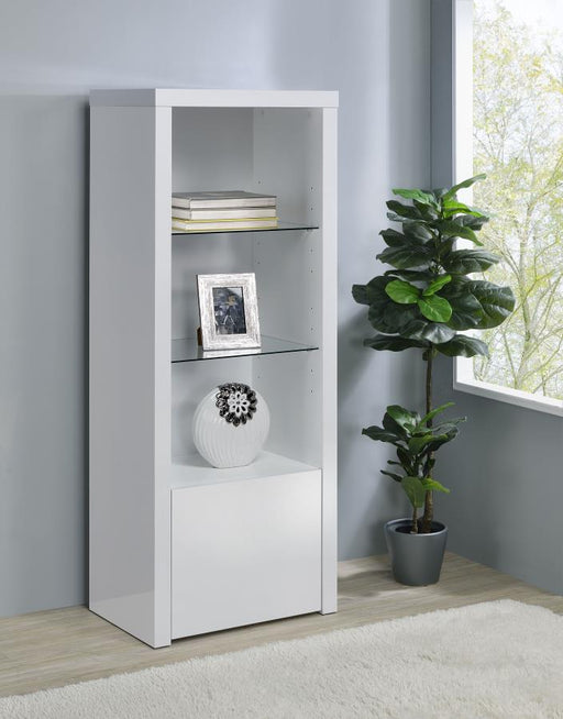 Jude 3-shelf Engineered Wood Media Tower High Gloss White Default Title
