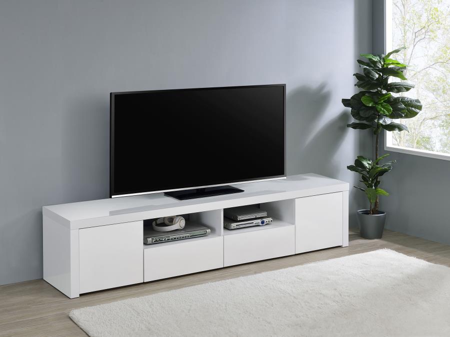 Jude 2-door Engineered Wood 79-inch TV Stand High Gloss White Default Title