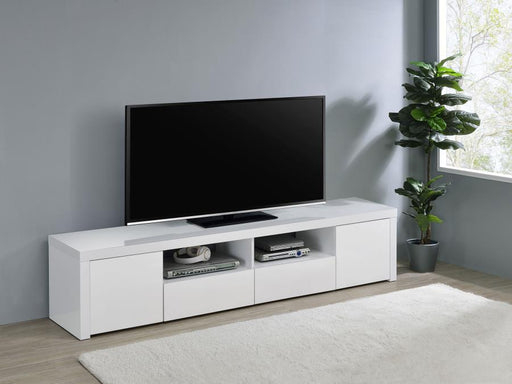 Jude 2-door Engineered Wood 79-inch TV Stand High Gloss White Default Title