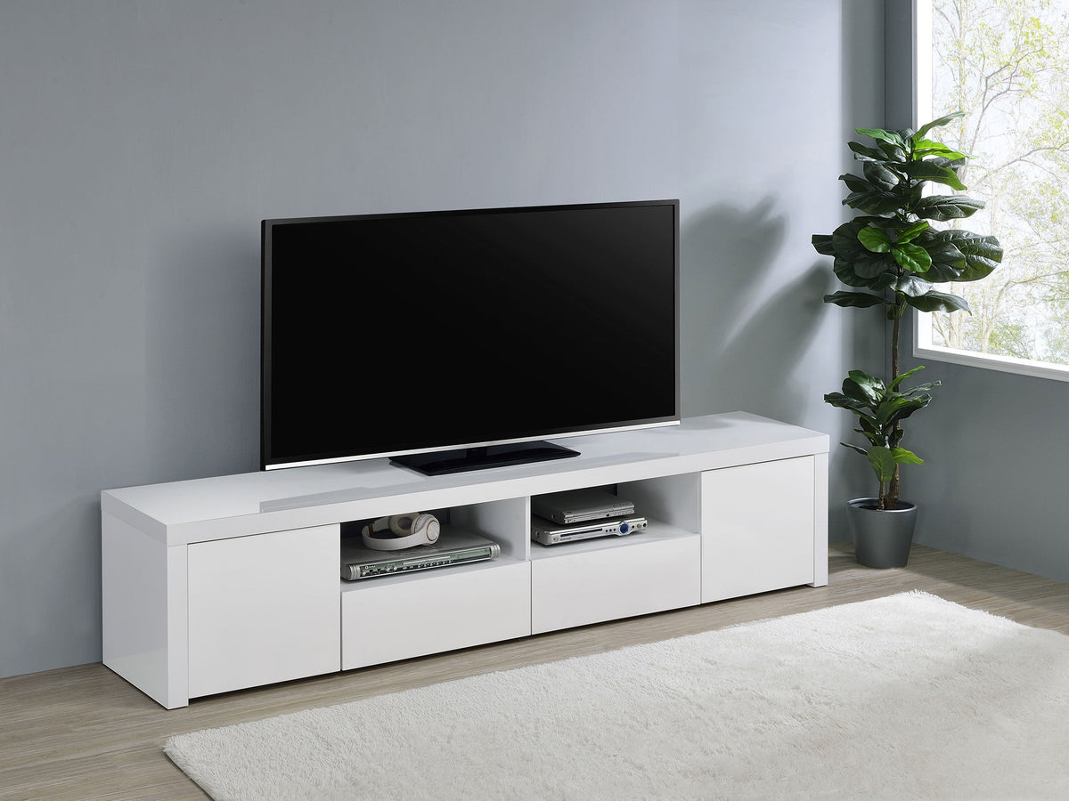Jude 2-door Engineered Wood 79-inch TV Stand High Gloss White