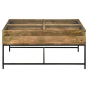 Stephie 4-drawer Square Glass Top Coffee Table Honey Brown