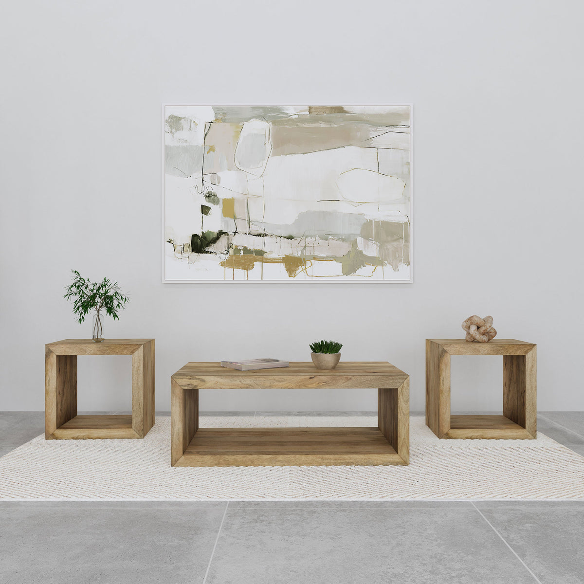 Benton Solid Mango Coffee and End Table Set Natural
