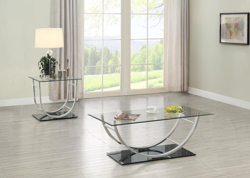 Danville Glass Top Coffee and End Table Set Chrome 2-piece
