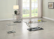 Danville Glass Top Coffee and End Table Set Chrome 3-piece