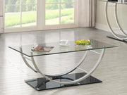 Danville Rectangular U-Shaped Glass Top Coffee Table Chrome Default Title