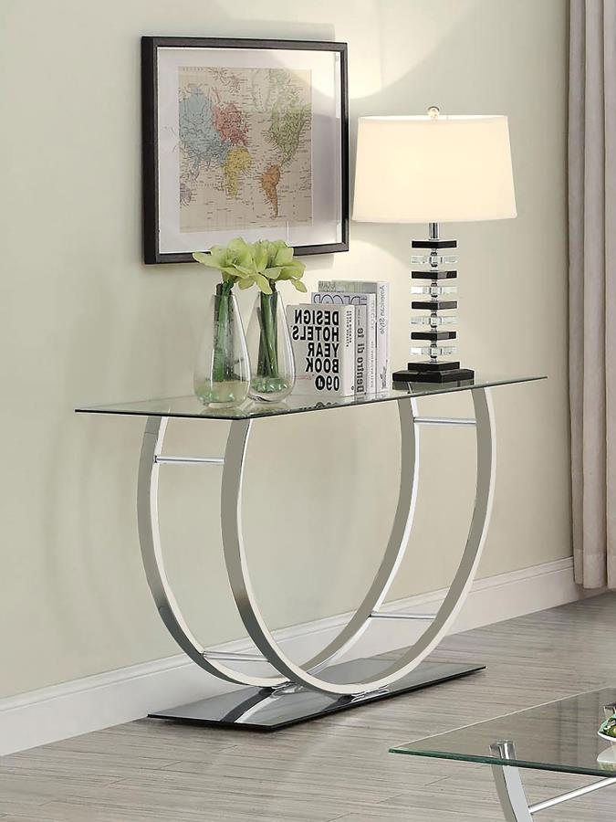 Danville U-shaped Glass Top Entryway Console Table Chrome Default Title