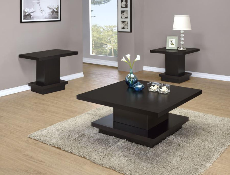 Reston Square Coffee and End Table Set Cappuccino 3-piece
