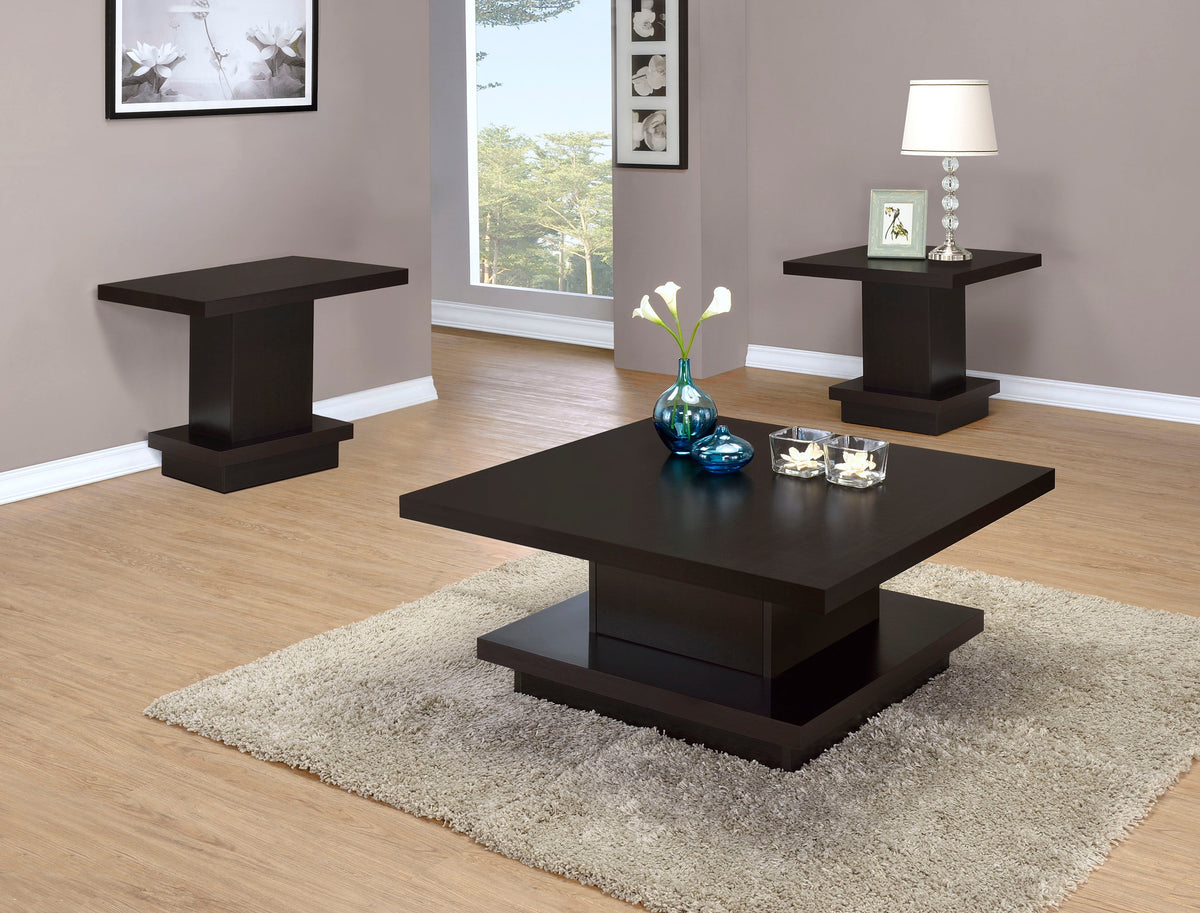 Reston Square Coffee and End Table Set Cappuccino