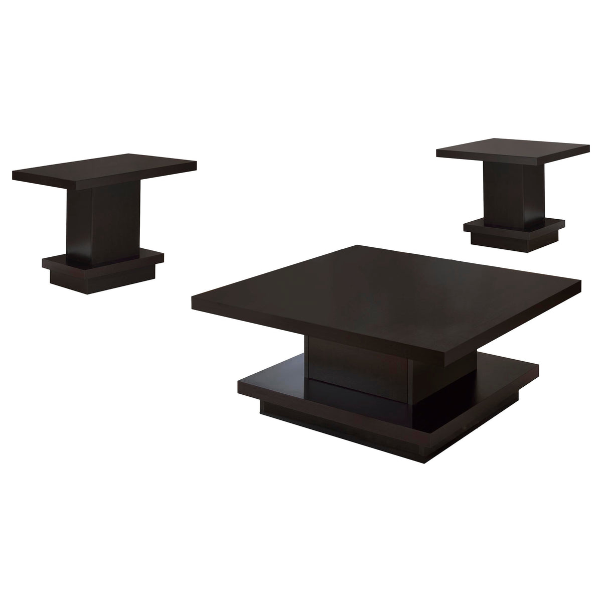 Reston Square Coffee and End Table Set Cappuccino