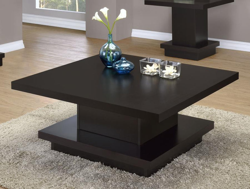 Reston Square Engineered Wood Coffee Table with Casters Cappuccino Default Title