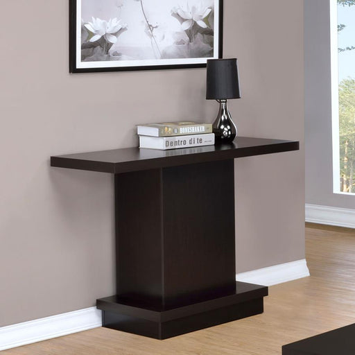 Reston Engineered Wood Pedestal Console Table Cappuccino Default Title