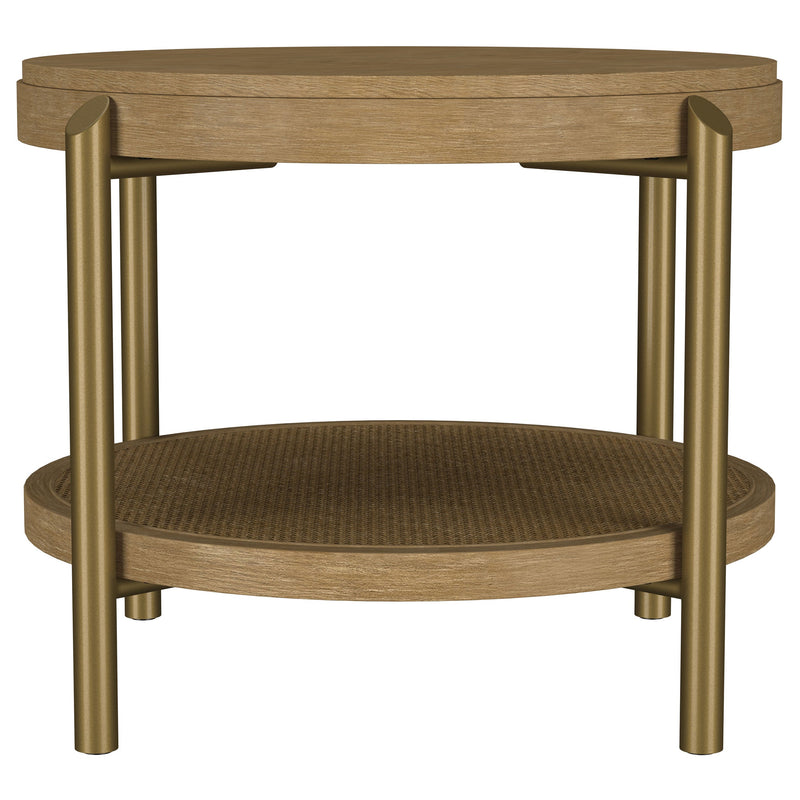 Arini Round End Side Table With Storage Shelf