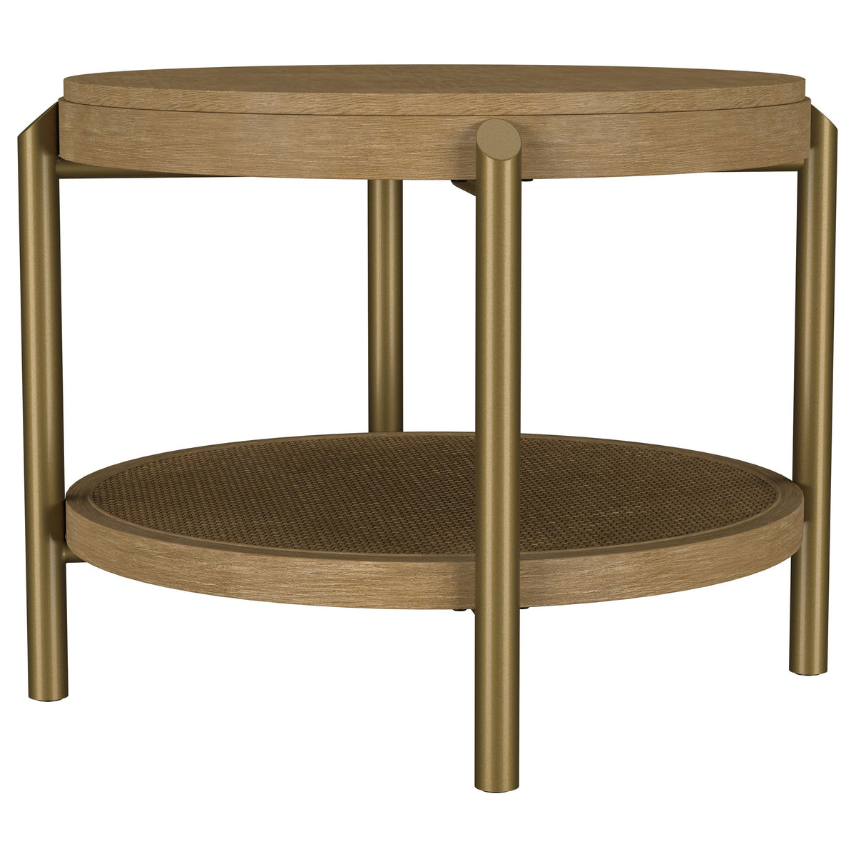 Arini Round End Side Table With Storage Shelf