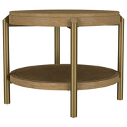 Arini Round End Side Table With Storage Shelf