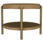 Arini Round End Side Table With Storage Shelf