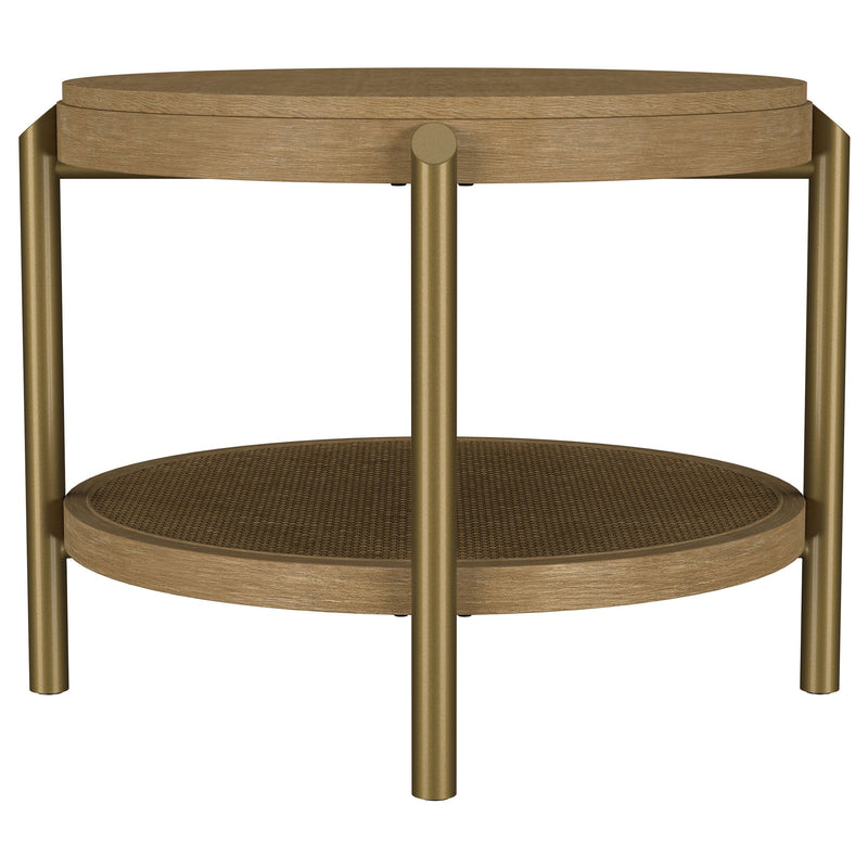 Arini Round End Side Table With Storage Shelf