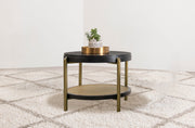 Arini Round End Side Table With Storage Shelf