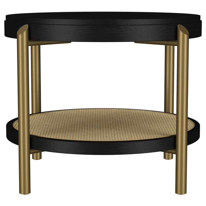 Arini Round End Side Table With Storage Shelf