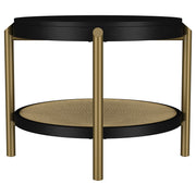 Arini Round End Side Table With Storage Shelf