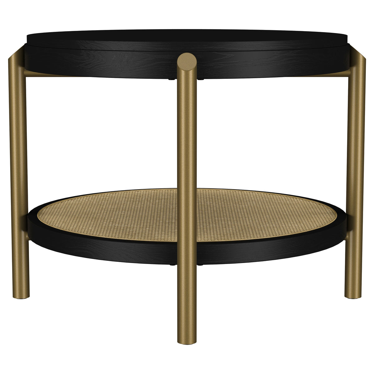 Arini Round End Side Table With Storage Shelf