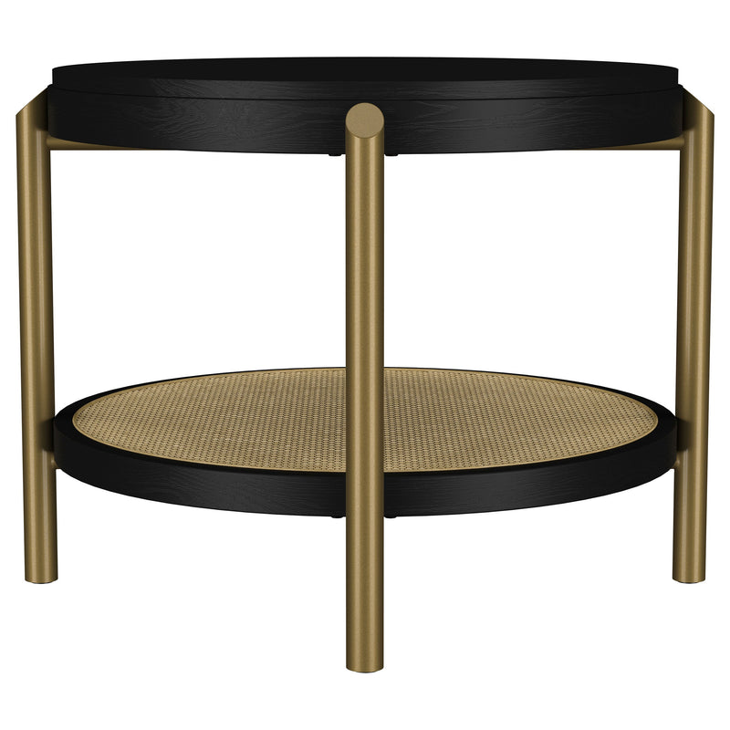 Arini Round End Side Table With Storage Shelf
