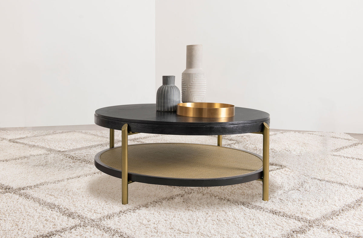 Arini Round Coffee Table With Storage Shelf