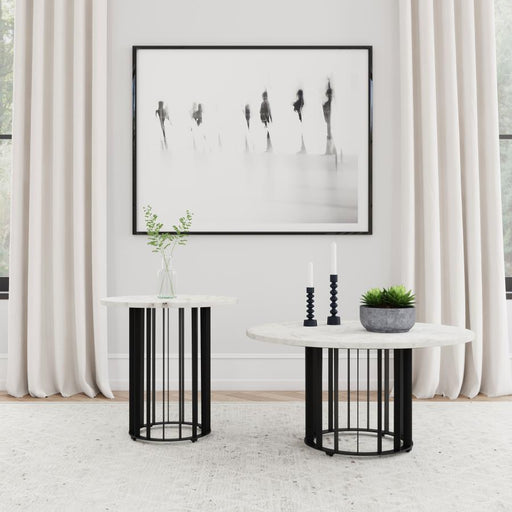 Haven Round Marble Coffee and End Table Set 2-piece