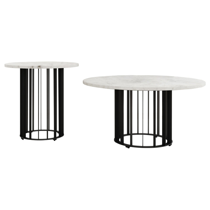 Haven Round Marble Coffee and End Table Set