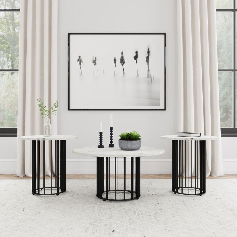 Haven Round Marble Coffee and End Table Set 3-piece