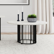Haven Round Genuine White Marble Top Coffee Table Black Default Title