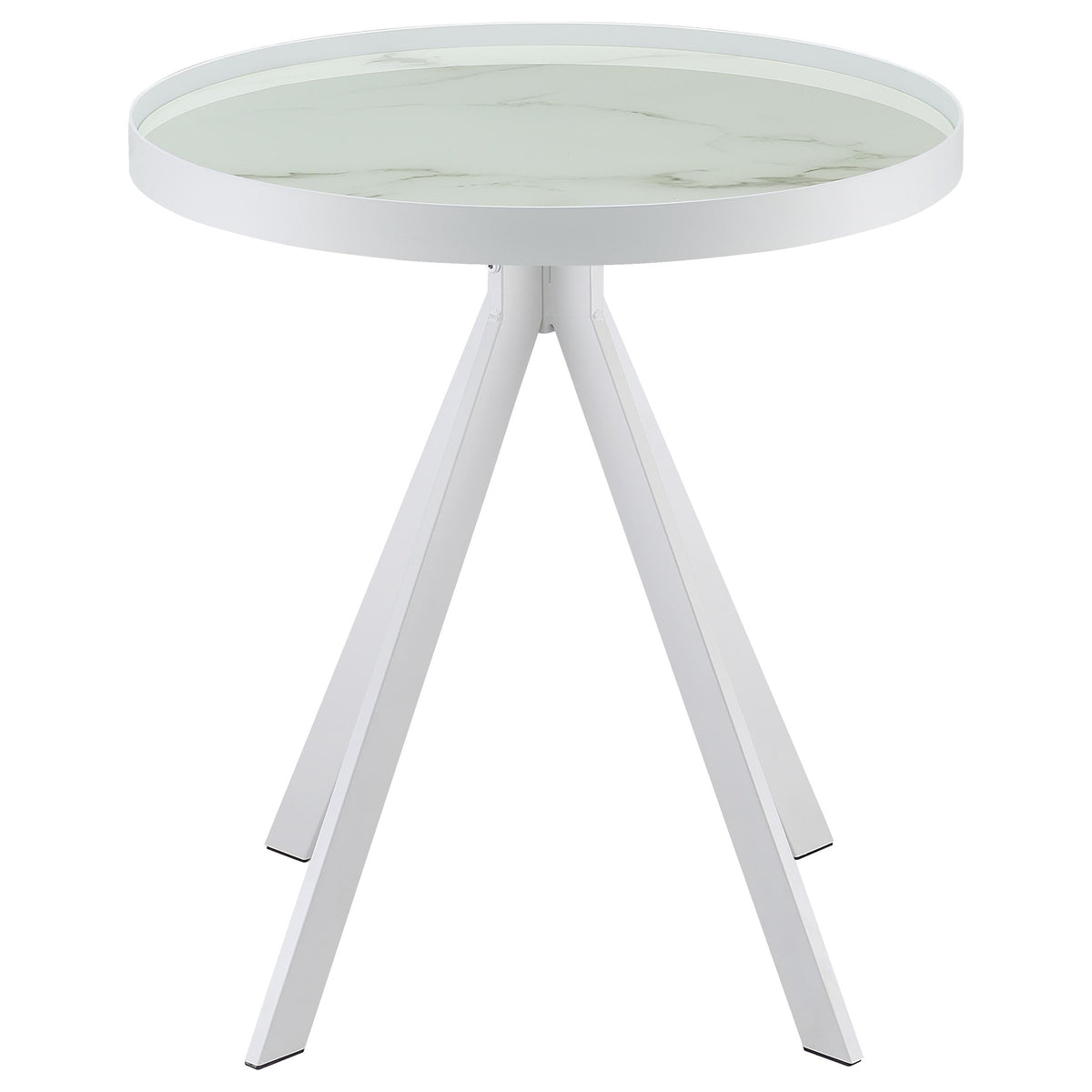 Briggs Round Marble Printed Glass Top End Side Table