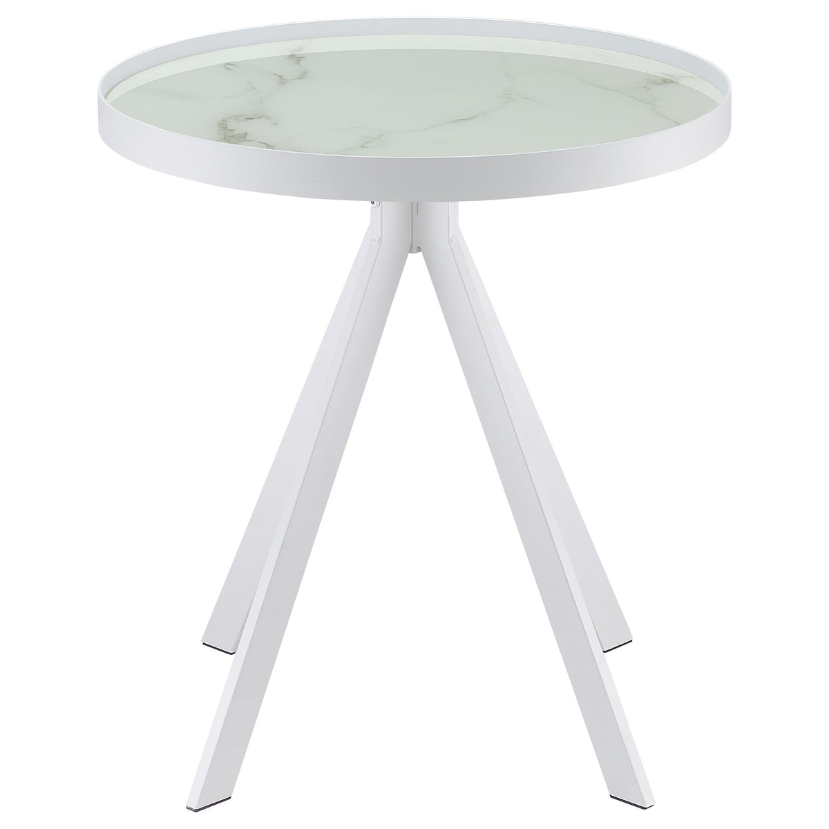 Briggs Round Marble Printed Glass Top End Side Table