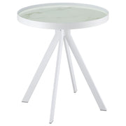 Briggs Round Marble Printed Glass Top End Side Table