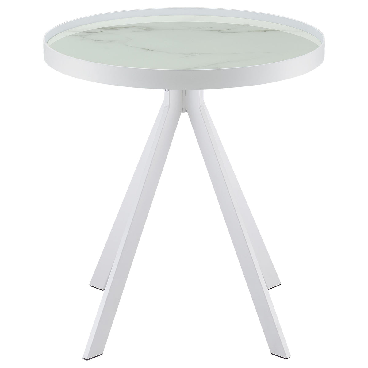 Briggs Round Marble Printed Glass Top End Side Table