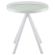 Briggs Round Marble Printed Glass Top End Side Table