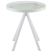 Briggs Round Marble Printed Glass Top End Side Table