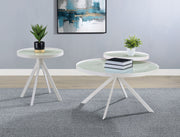 Briggs Round Marble Printed Glass Top End Side Table