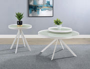 Briggs Round Coffee and End Table Set White 2-piece
